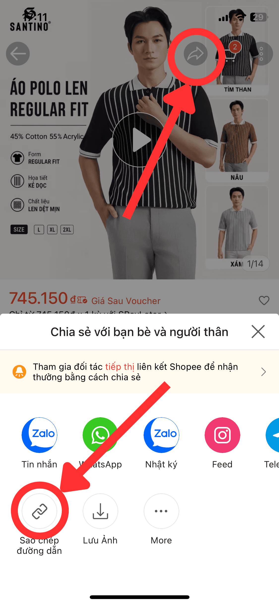 Kết quả chuyển đổi link với số tiền hoàn dự kiến